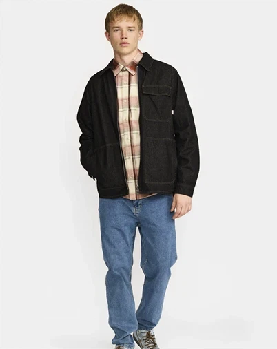 Revolution - Zipped Denim Worker Skjorte - Black